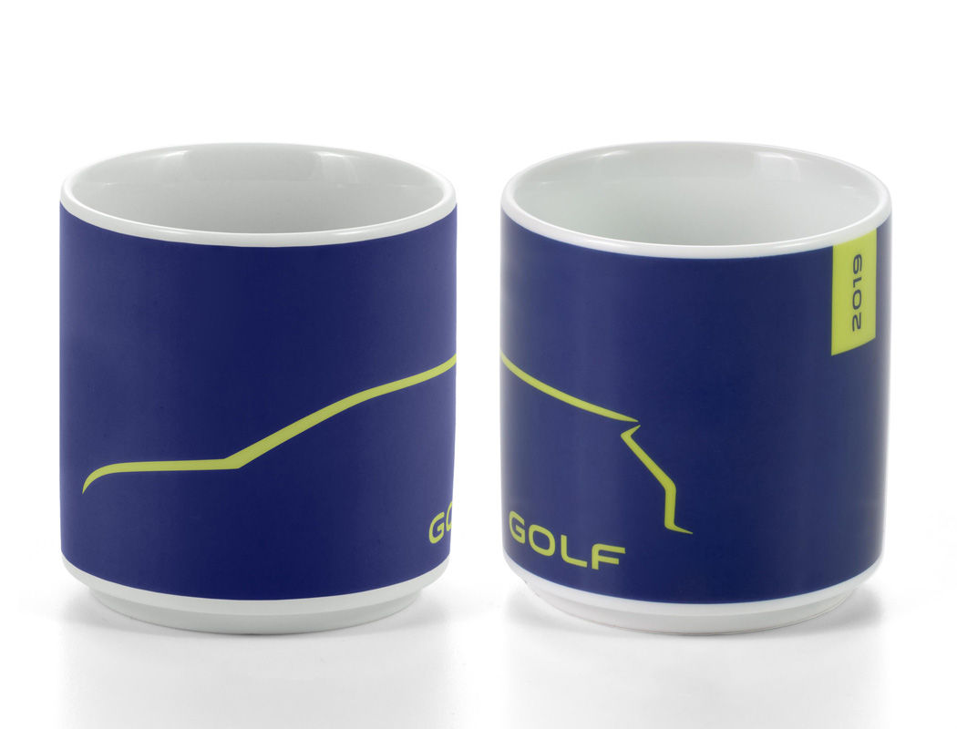 Becher "Golf" in Dunkelblau/ Gelb