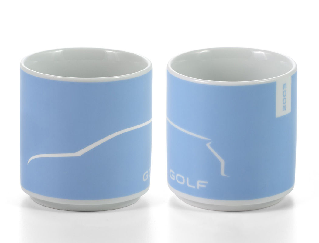 Becher "Golf", Mittelblau/Weiß