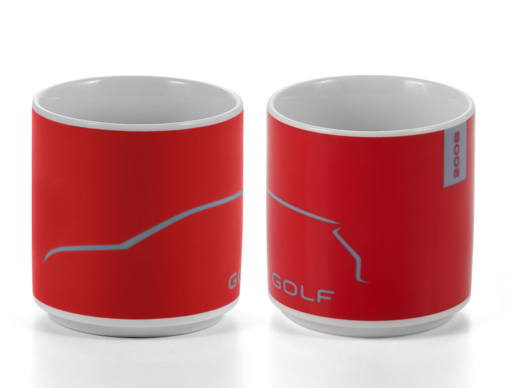 Becher "Golf", Rot/Hellgrau