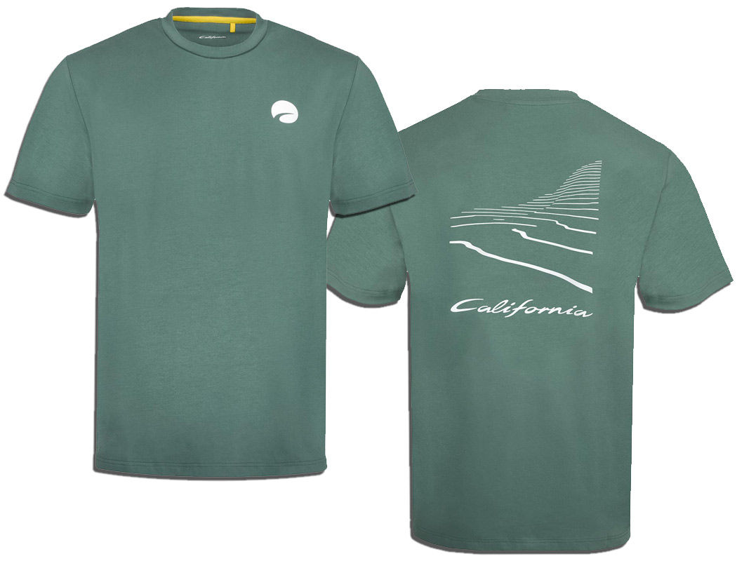 T-Shirt "California", Rückenprint, Herren, Grün