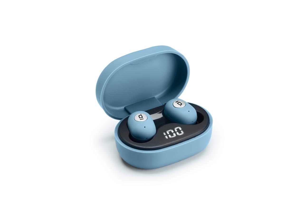 Bluetooth-Kopfhörer, Mittelblau, mit Ladestation