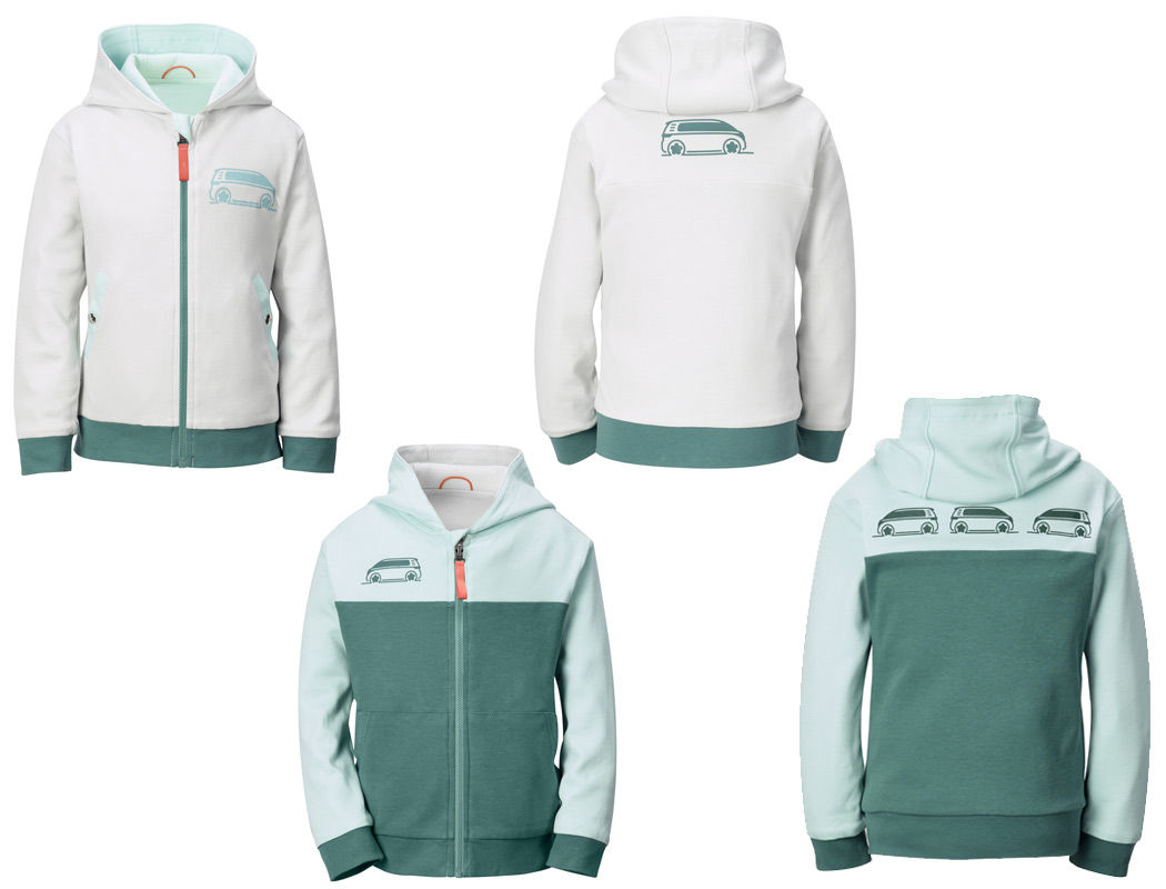 Wendejacke "ID. Buzz" mit Kapuze für Kinder in Petrol/Hellgrau/Mint